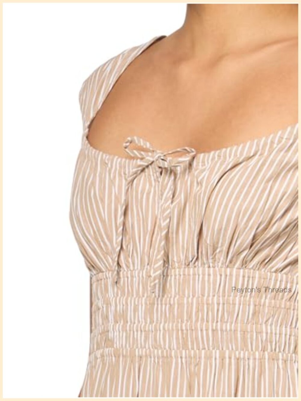 Lucky Brand Cinched Waist Poplin Midi Dress A-Line V-Neck - Picture 2 of 2